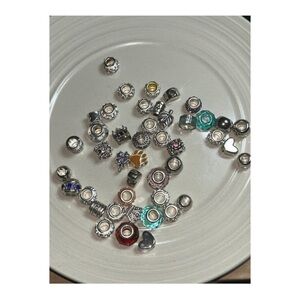 40 Silver & Gem Accent Beads